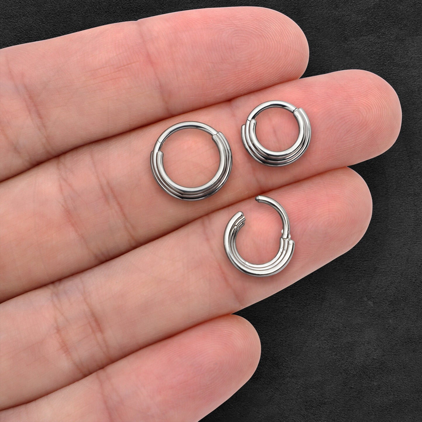 Titanium Clicker Ring with Triple Circles