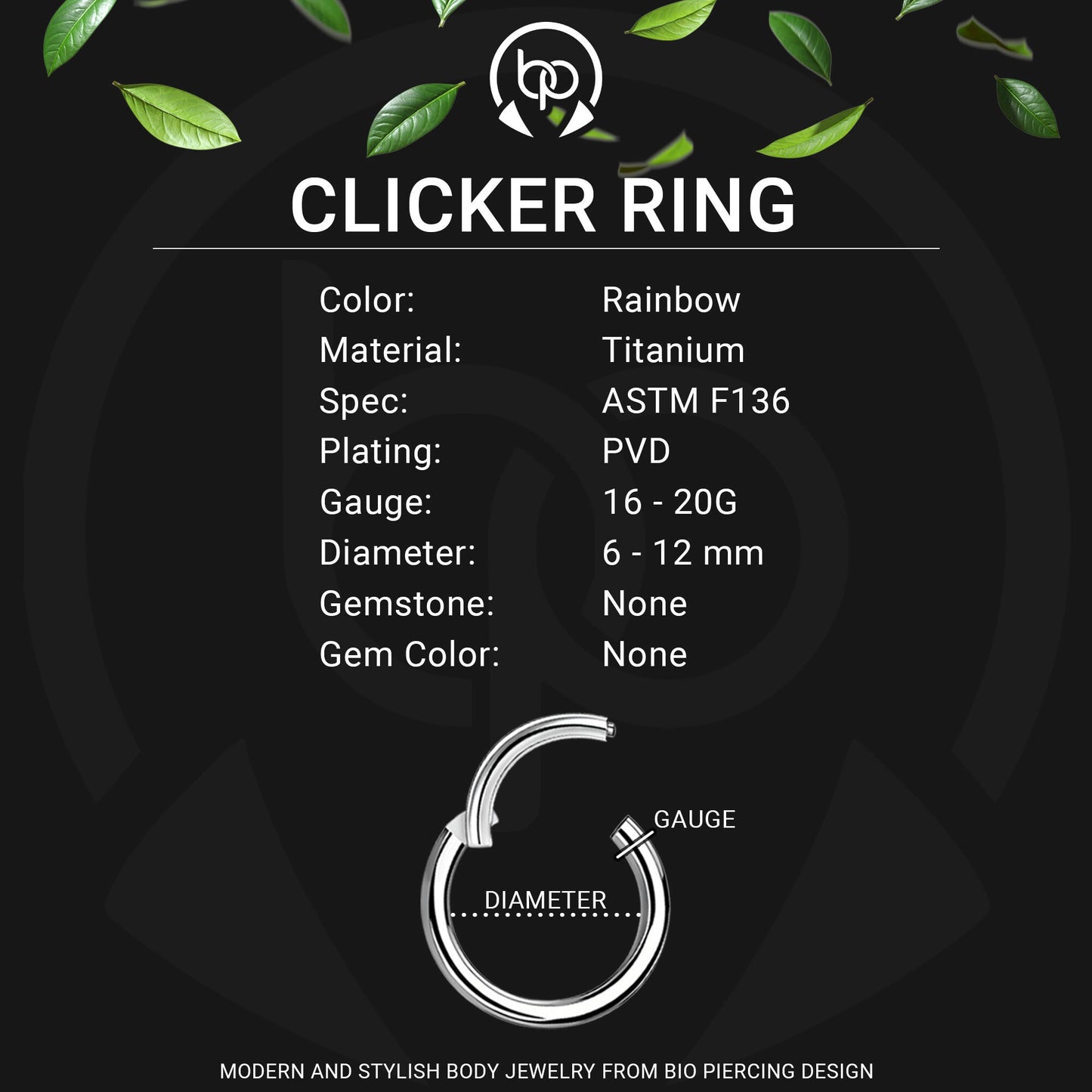 Titanium Clicker Ring in Classic Simple Style