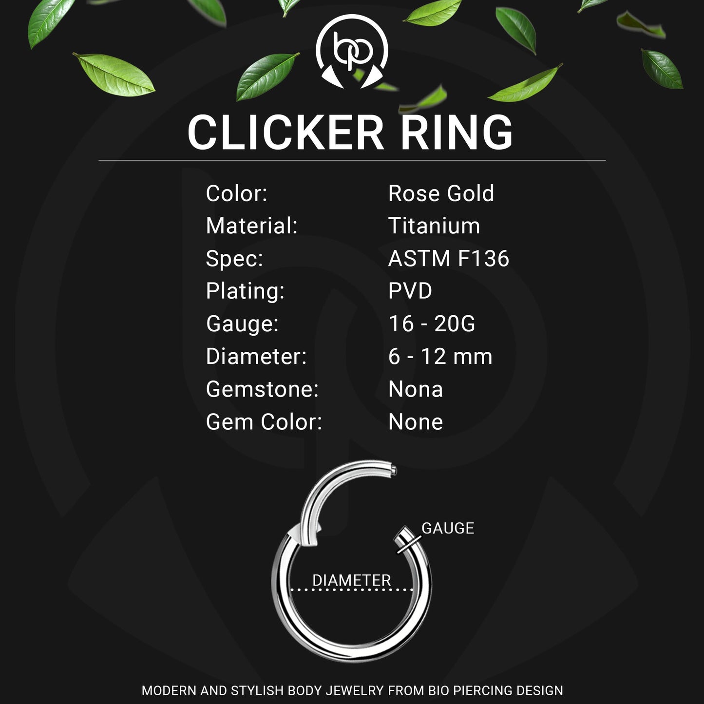 Titanium Clicker Ring in Classic Simple Style