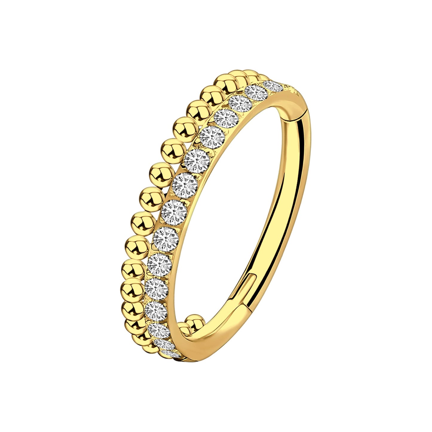 Titanium Clicker Ring with Beads and Crystals