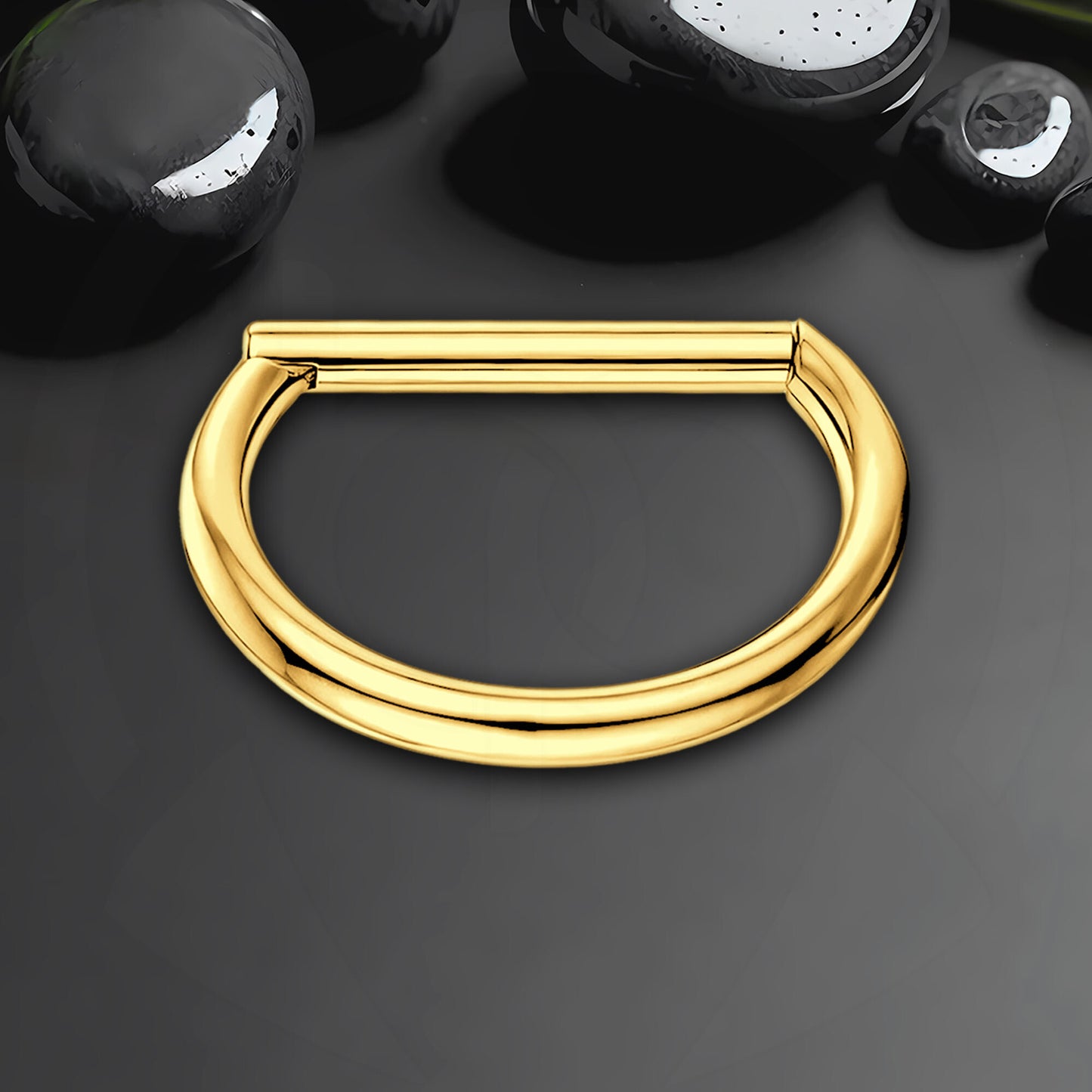 Titanium Clicker Ring in Classic D Shape Style