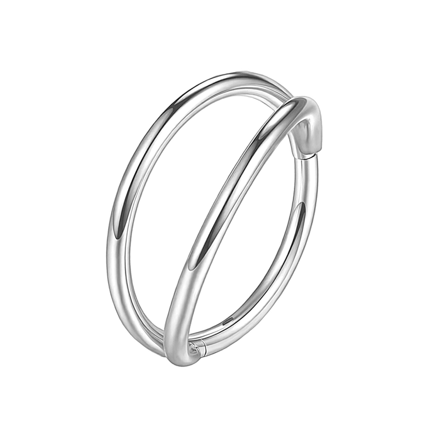Titanium Clicker Ring in Classic Double Hoops Style