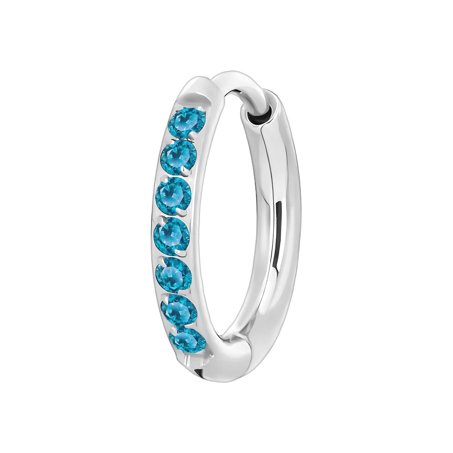 Titanium Clicker Ring in Classic Earring Style and Blue CZ