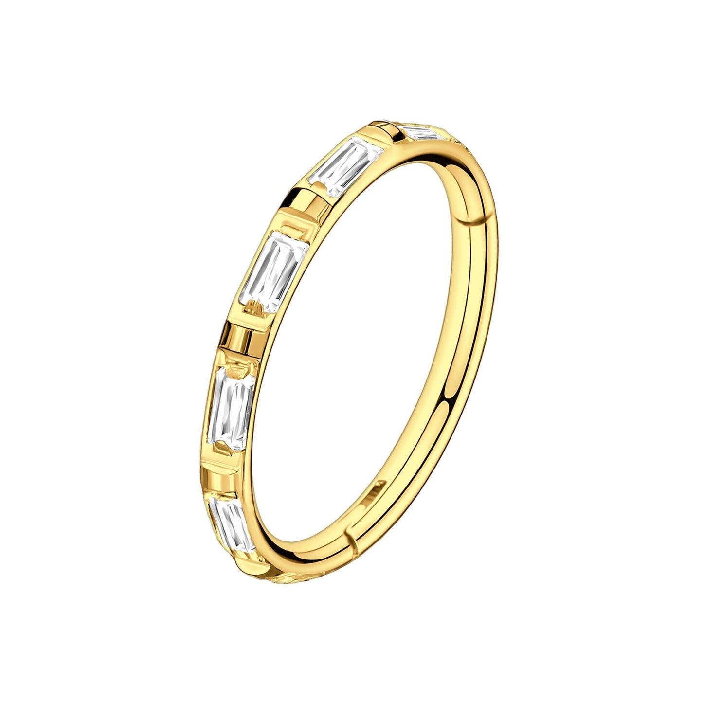 Titanium Clicker Ring with Rectangular Zirconia