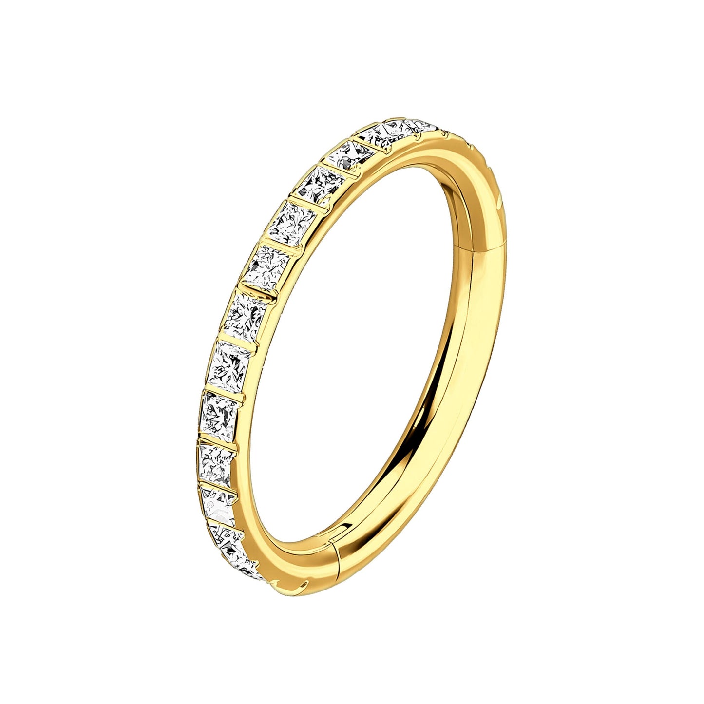 Titanium Clicker Ring with Square Zirconia