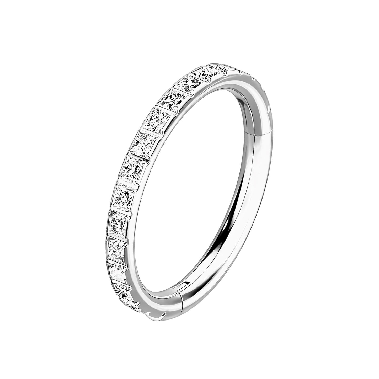 Titanium Clicker Ring with Square Zirconia