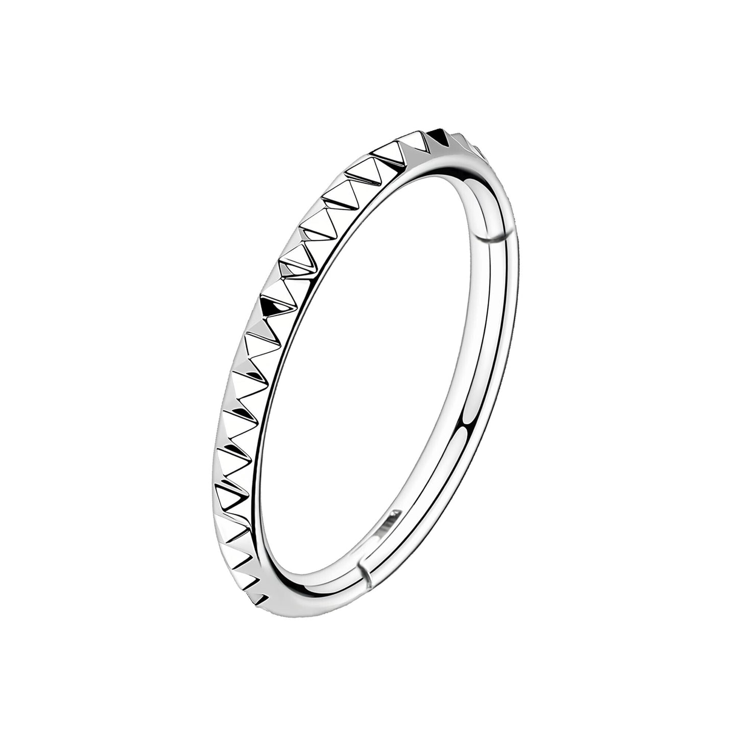 Titanium Clicker Ring with Pyramid Pattern