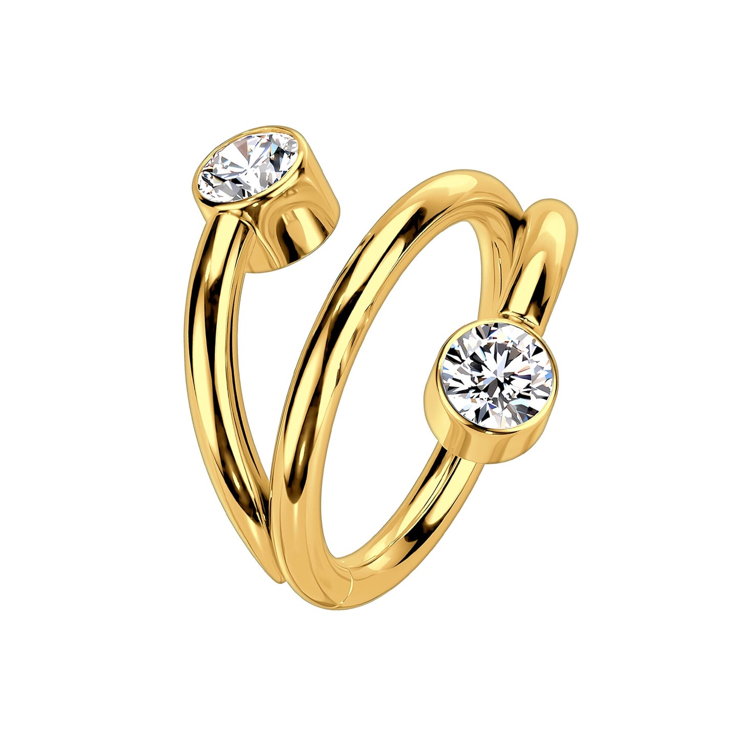 Titanium Clicker Ring in Spiral Shape and Zirconia
