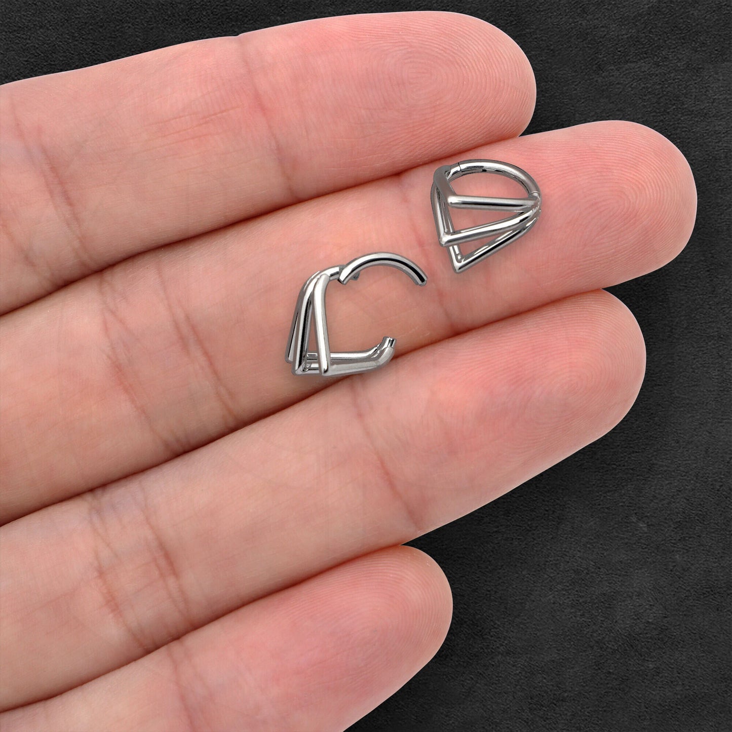 Titanium Clicker Ring with Triple Chevrons