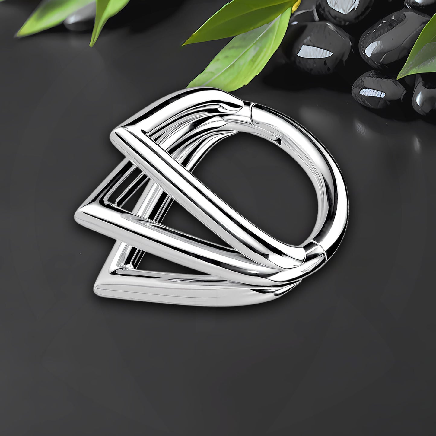 Titanium Clicker Ring with Triple Chevrons