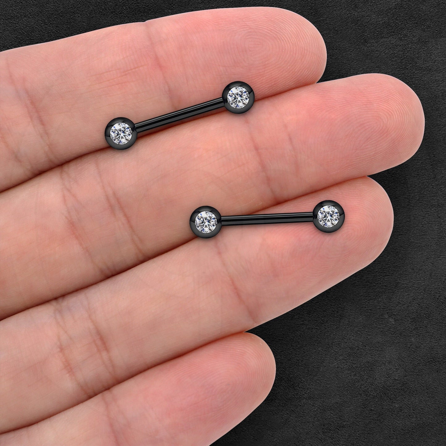 Surgical Steel Nipple Jewelry with Classic Balls and CZ