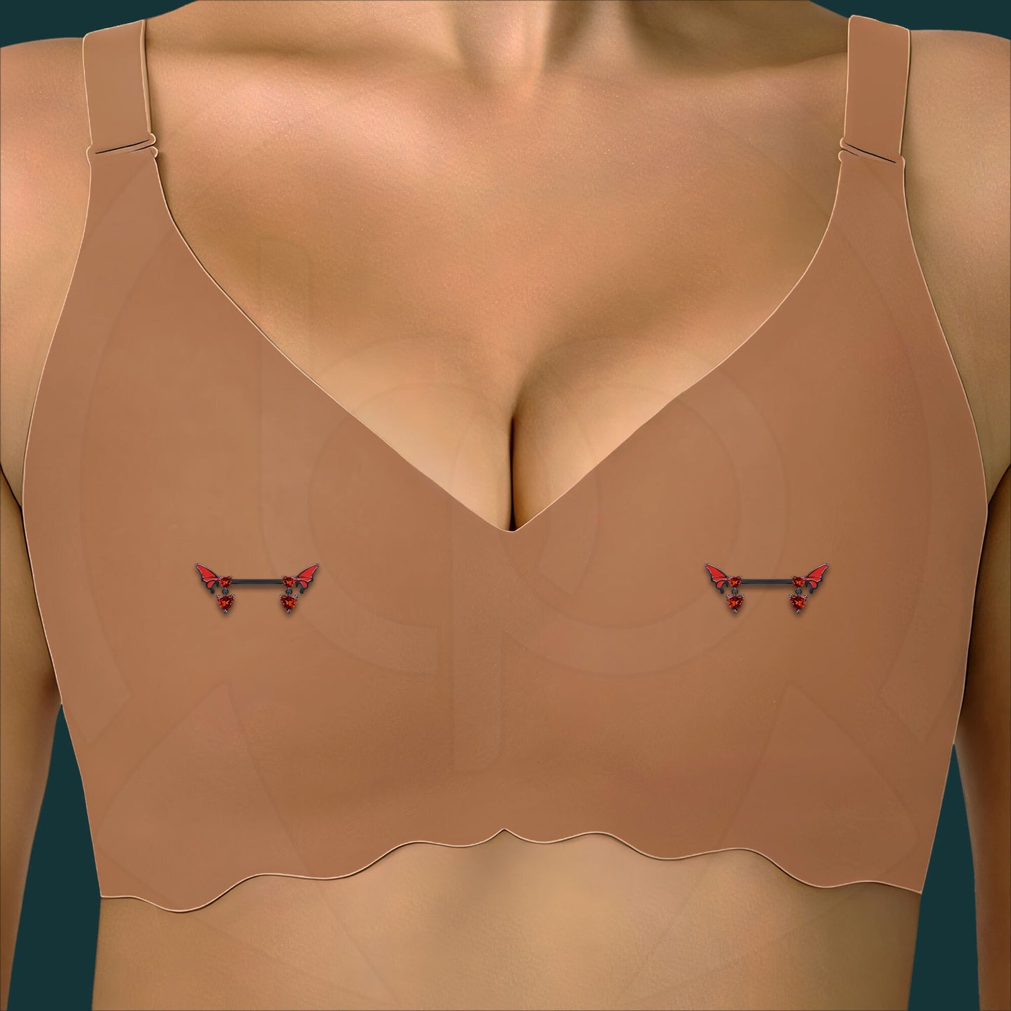 Surgical Steel Nipple Jewelry with Wings and Hearts CZ