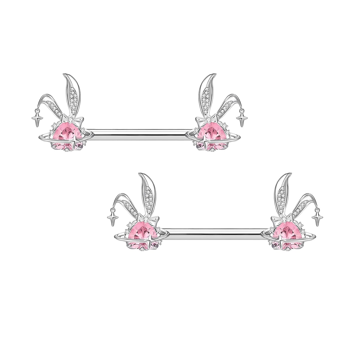 Surgical Steel Nipple Jewelry with Pink Bunnies