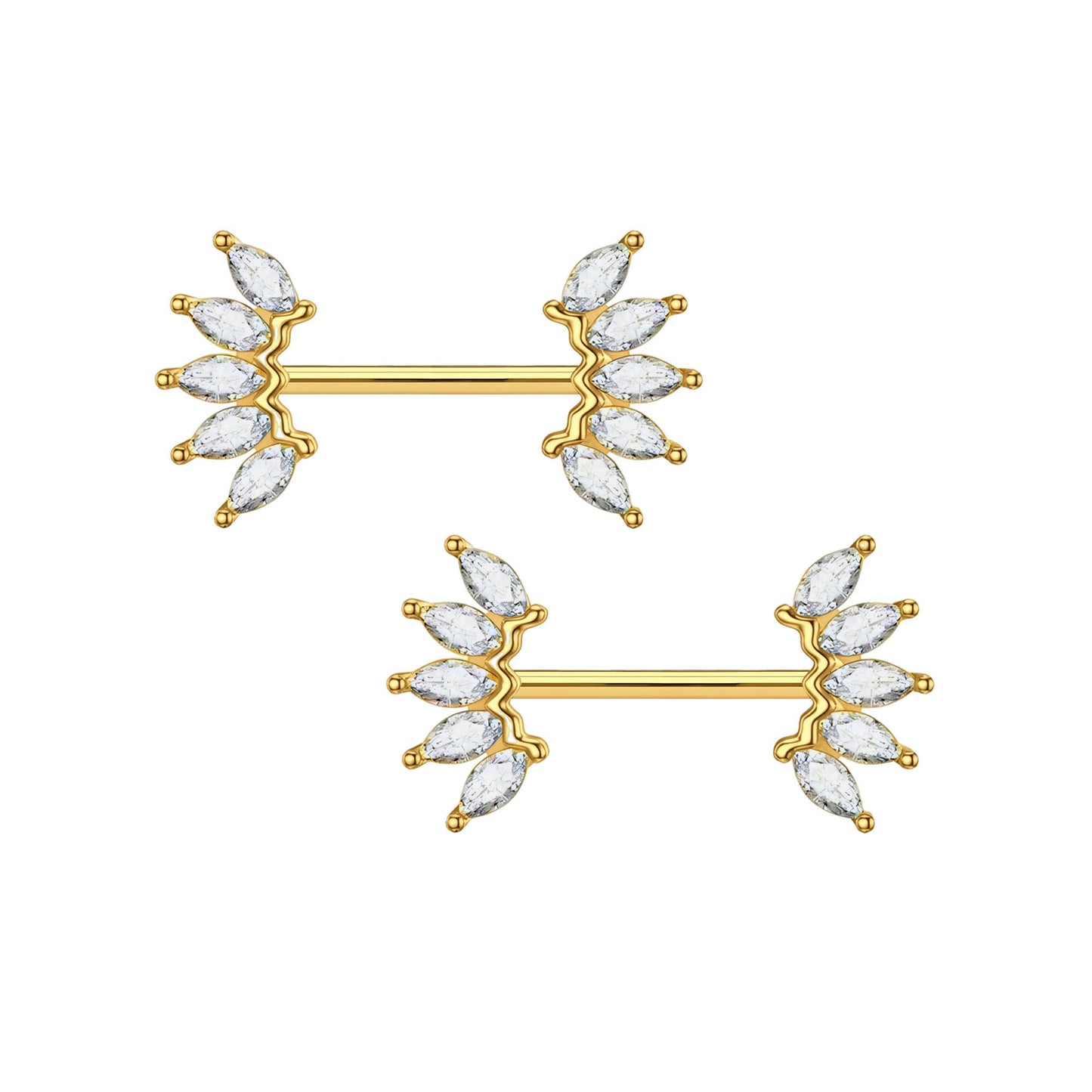 Surgical Steel Nipple Jewelry with Marquise Crystal Ornament