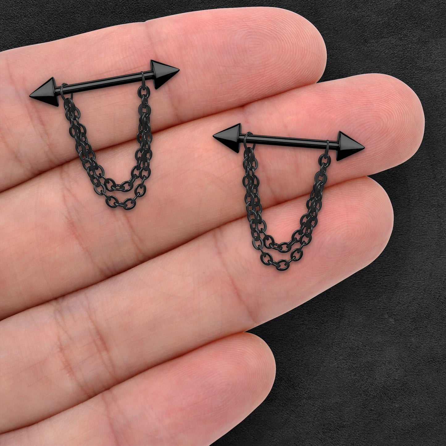 Surgical Steel Nipple Jewelry with Pikes and Chains