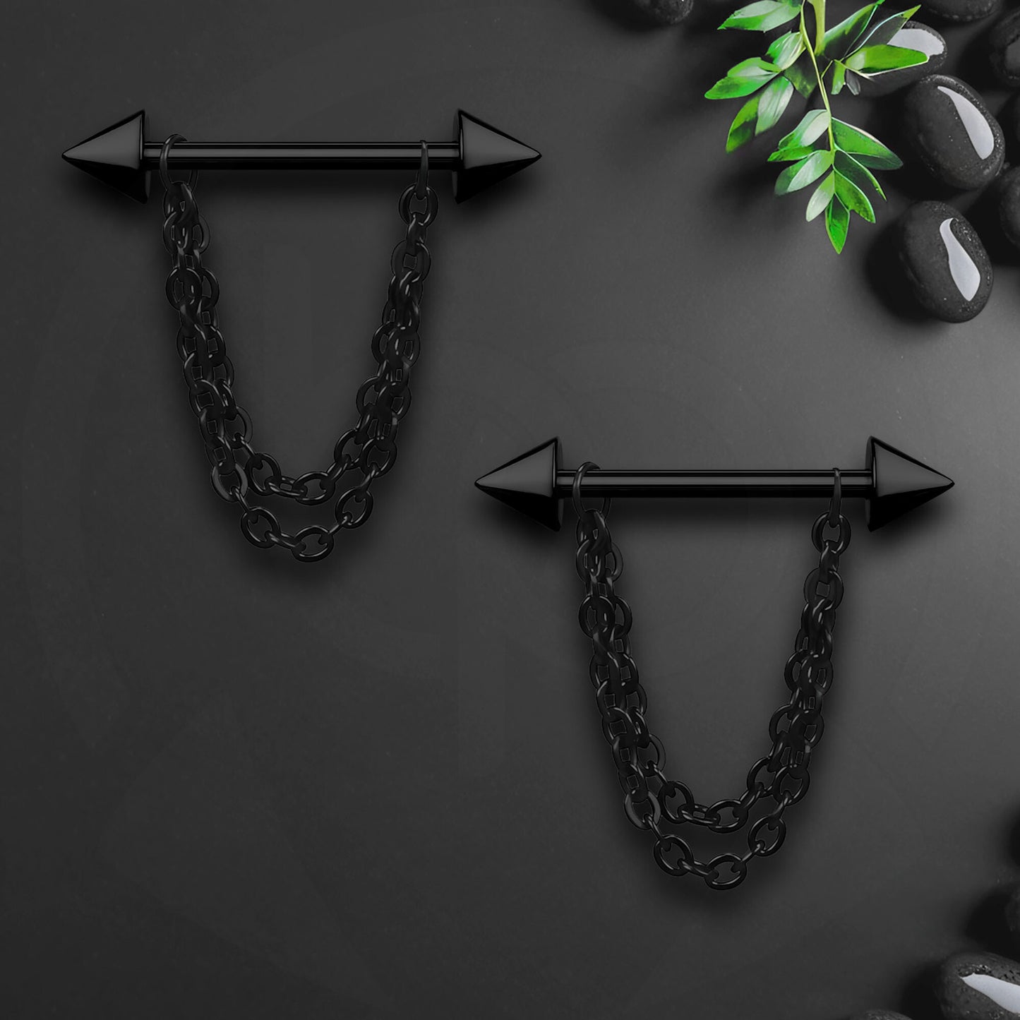 Surgical Steel Nipple Jewelry with Pikes and Chains