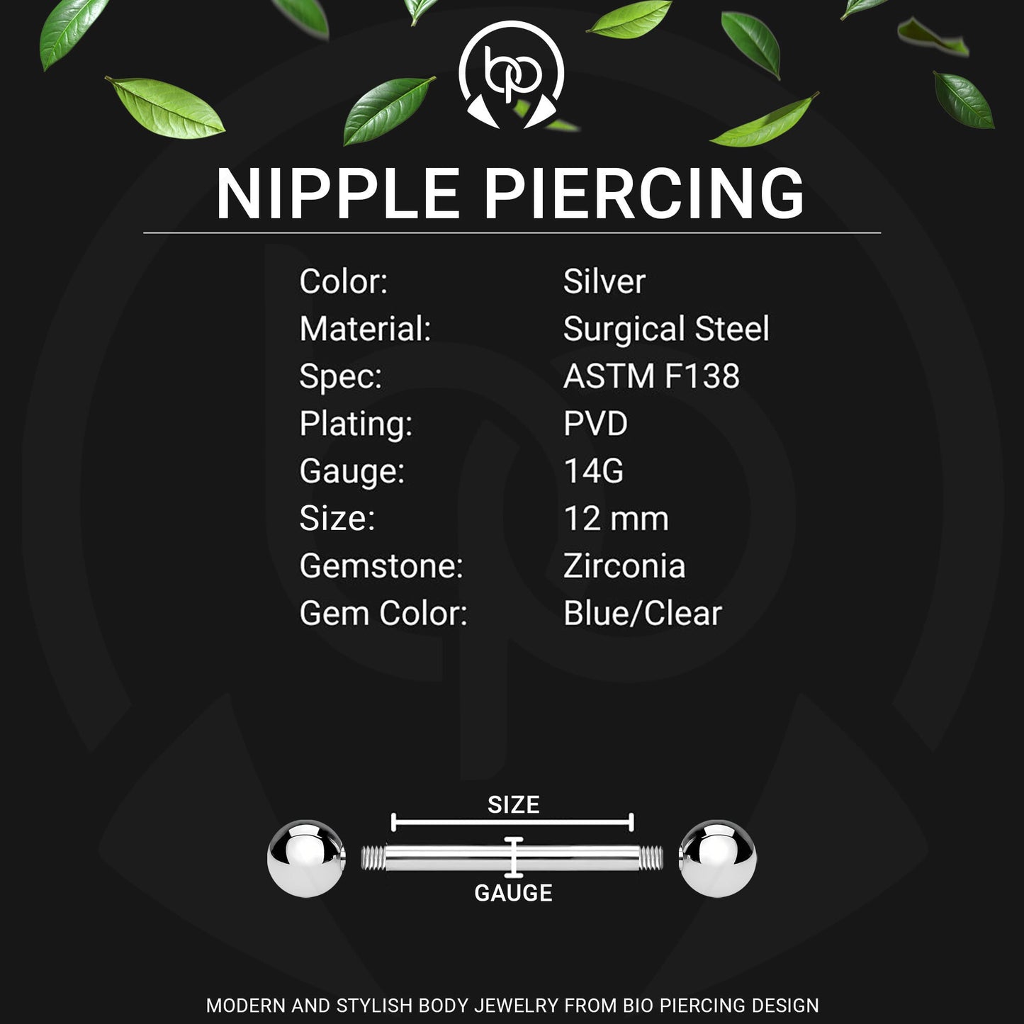 Surgical Steel Nipple Jewelry with Moon and Blue Star