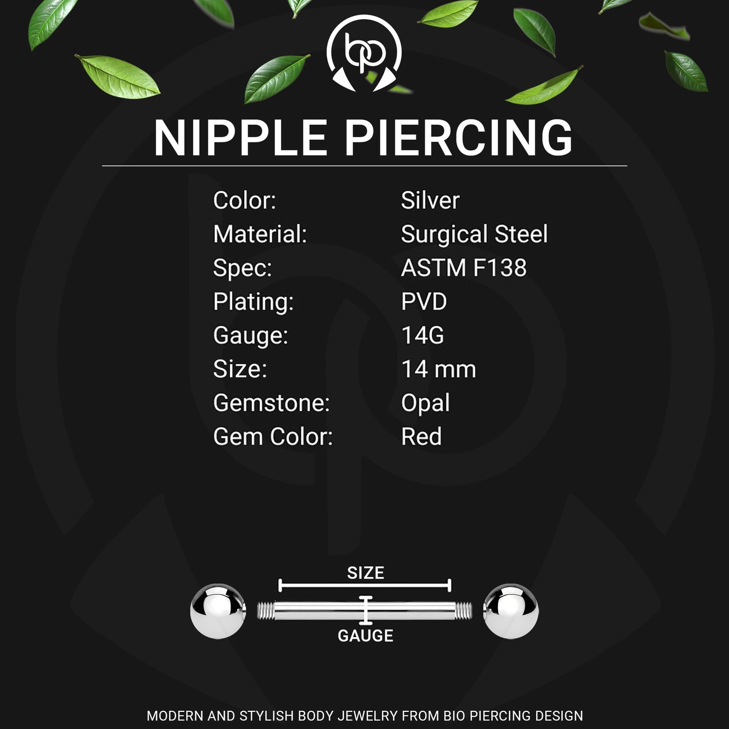 Surgical Steel Nipple Jewelry with Tribal Ornament