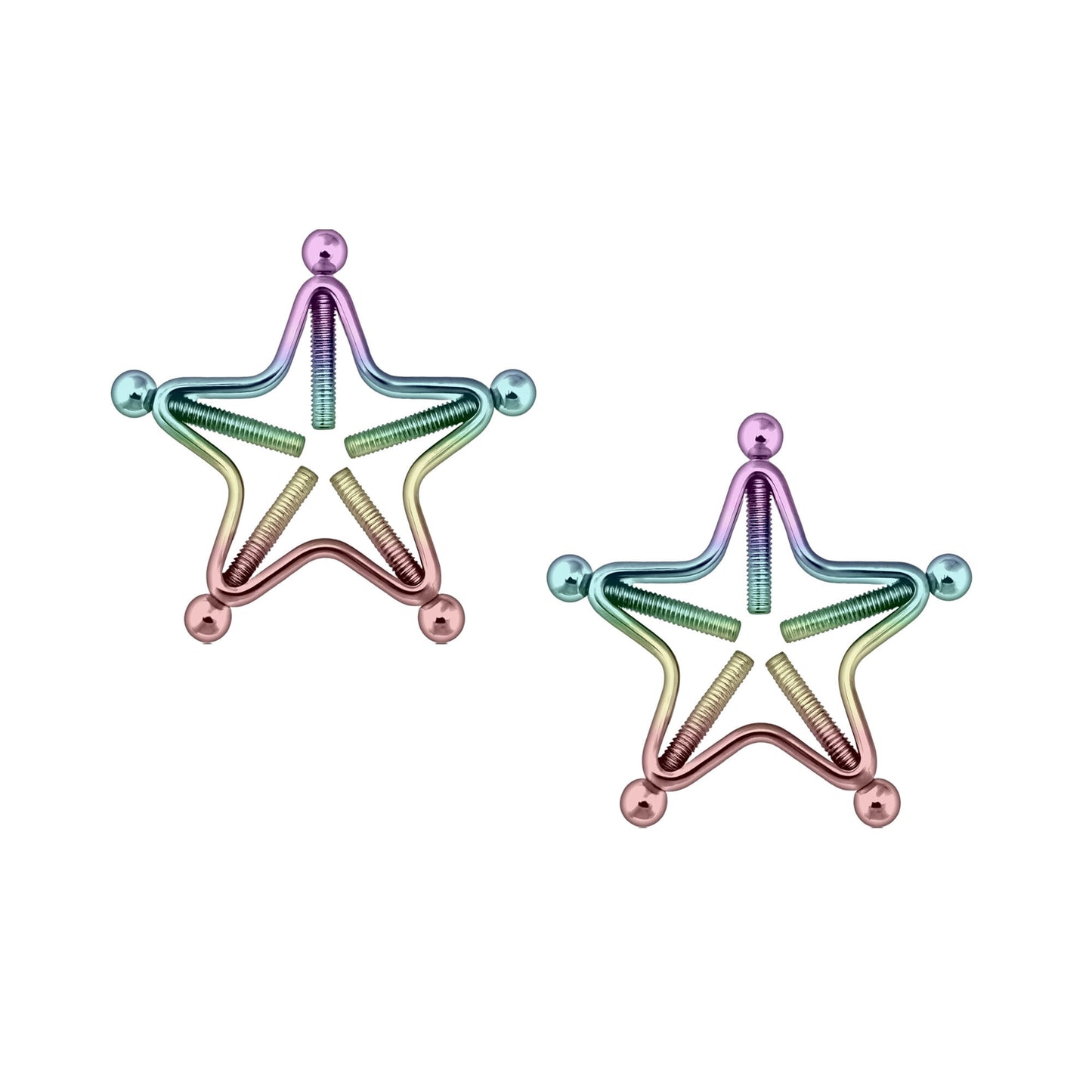 Surgical Steel Nipple Clips in Star Shape with Screws