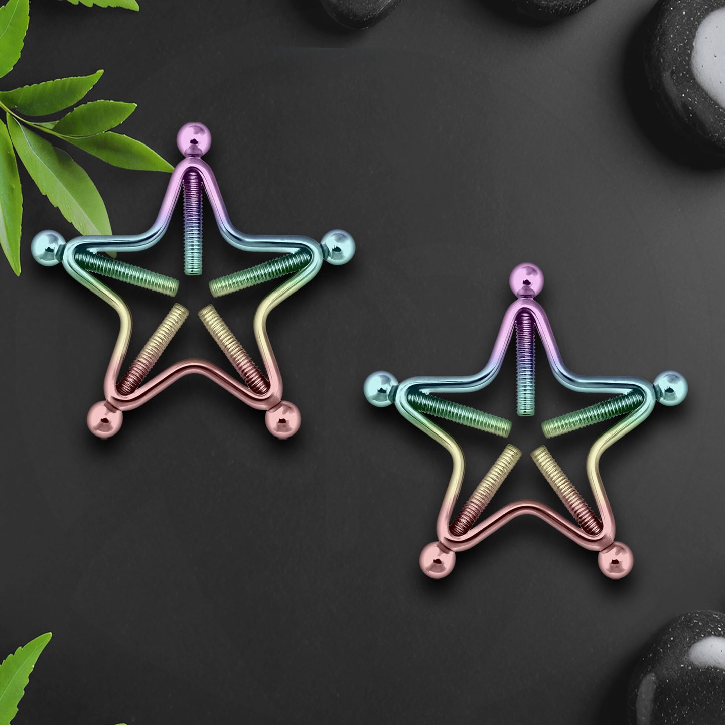 Surgical Steel Nipple Clips in Star Shape with Screws