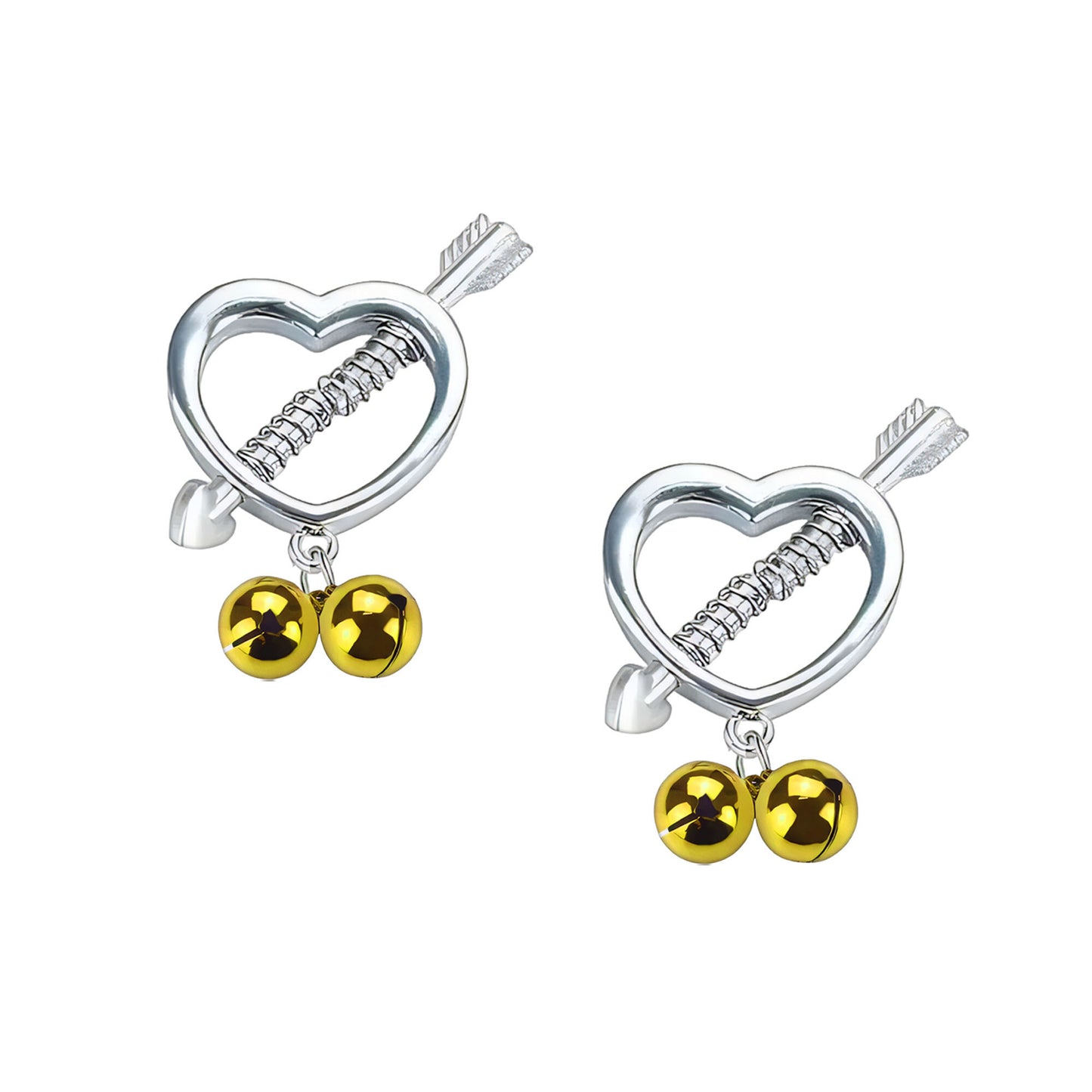 Surgical Steel Nipple Clips in Heart Shape with Bells