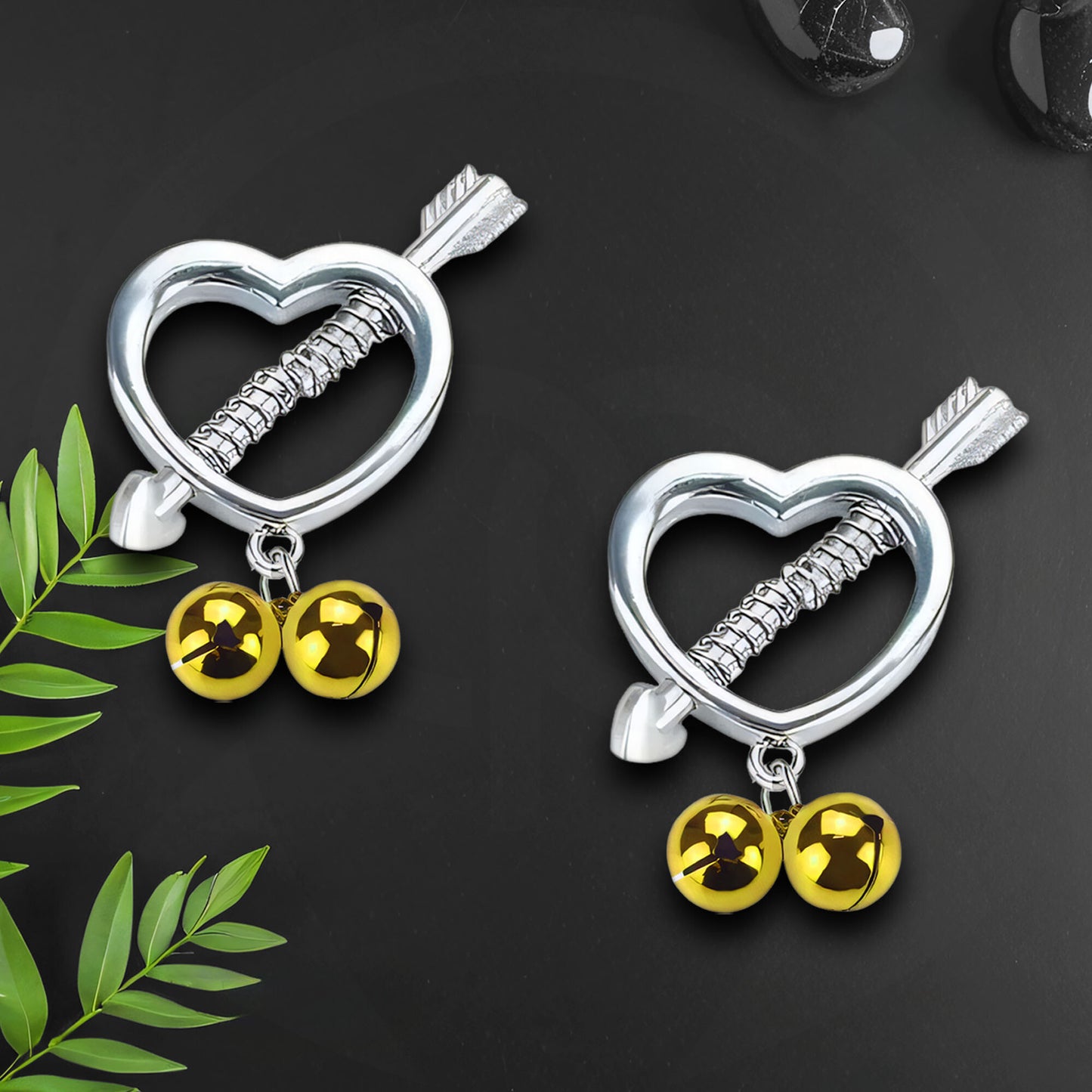 Surgical Steel Nipple Clips in Heart Shape with Bells