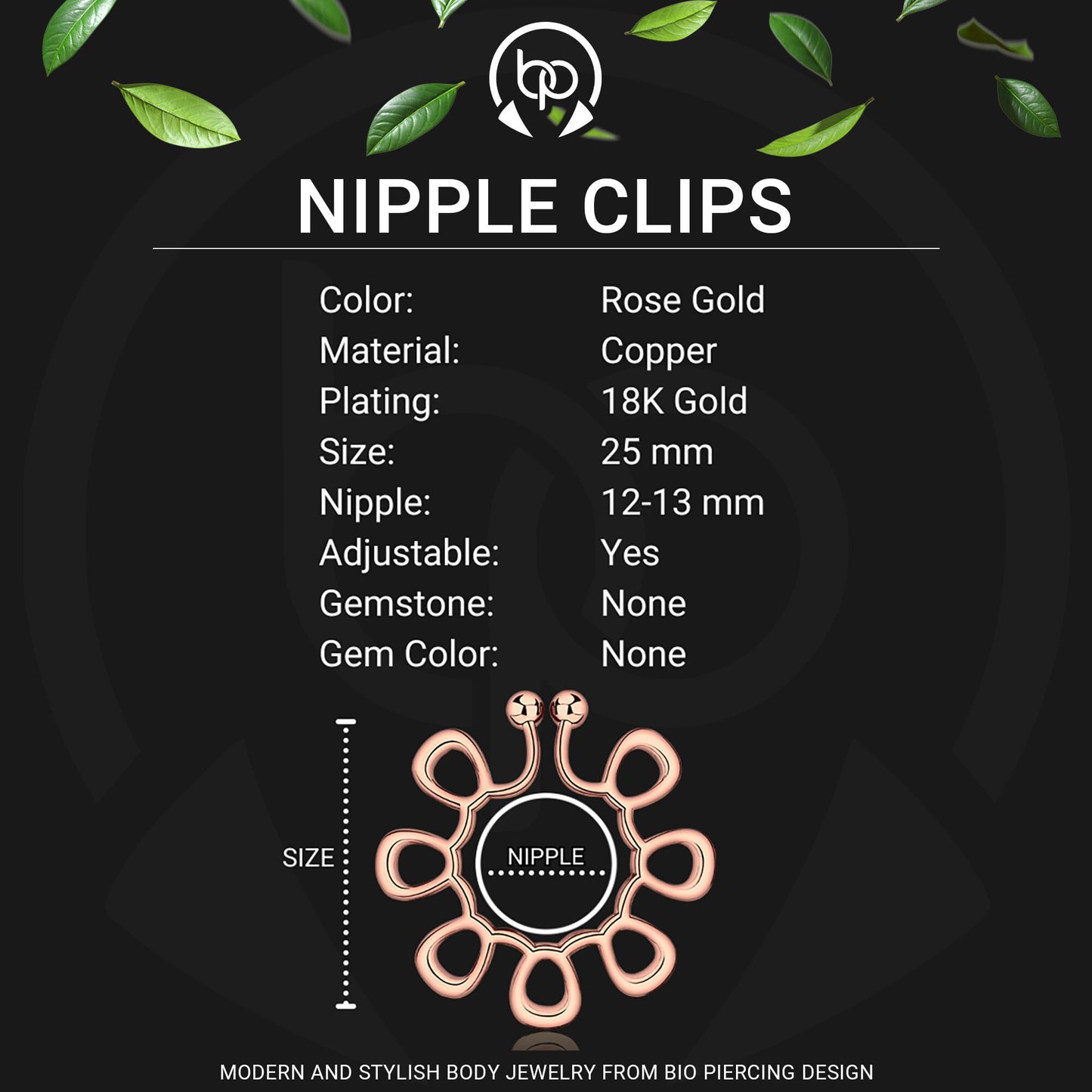 Gold Plated Nipple Clips in Modern Style