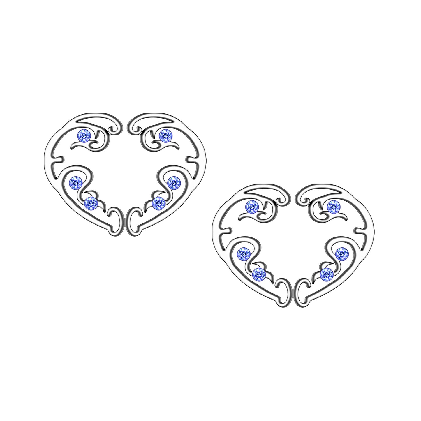 Silver Plated Nipple Clips in Heart Shape with Zirconia