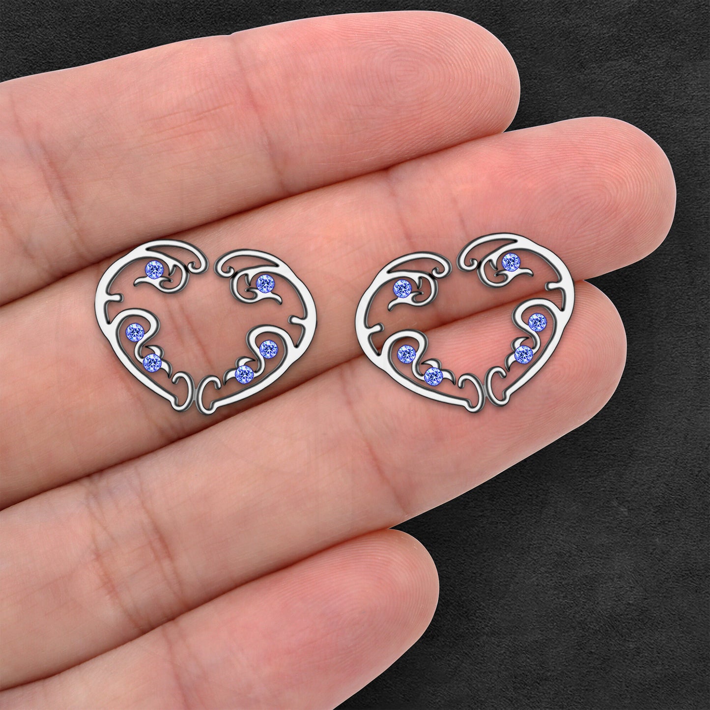 Silver Plated Nipple Clips in Heart Shape with Zirconia