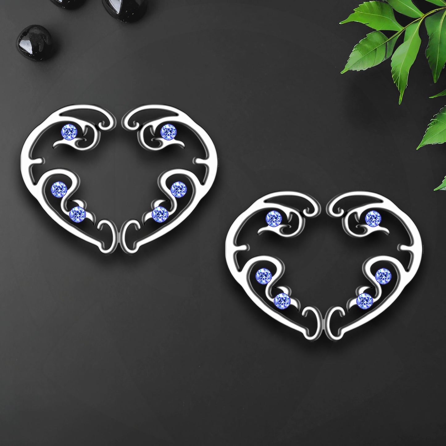 Silver Plated Nipple Clips in Heart Shape with Zirconia