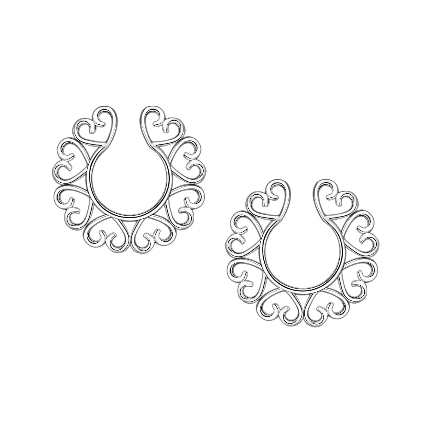 Silver Plated Nipple Clips in Hearts Design