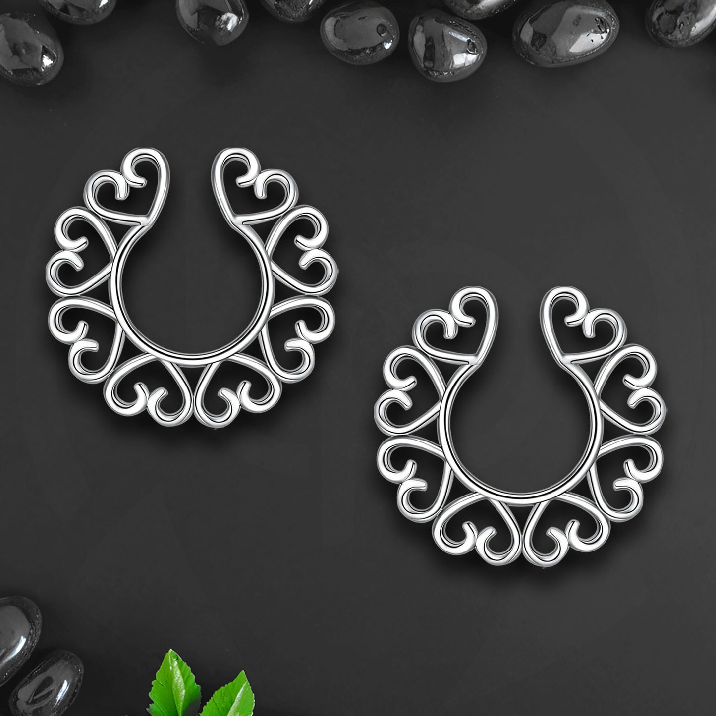 Silver Plated Nipple Clips in Hearts Design