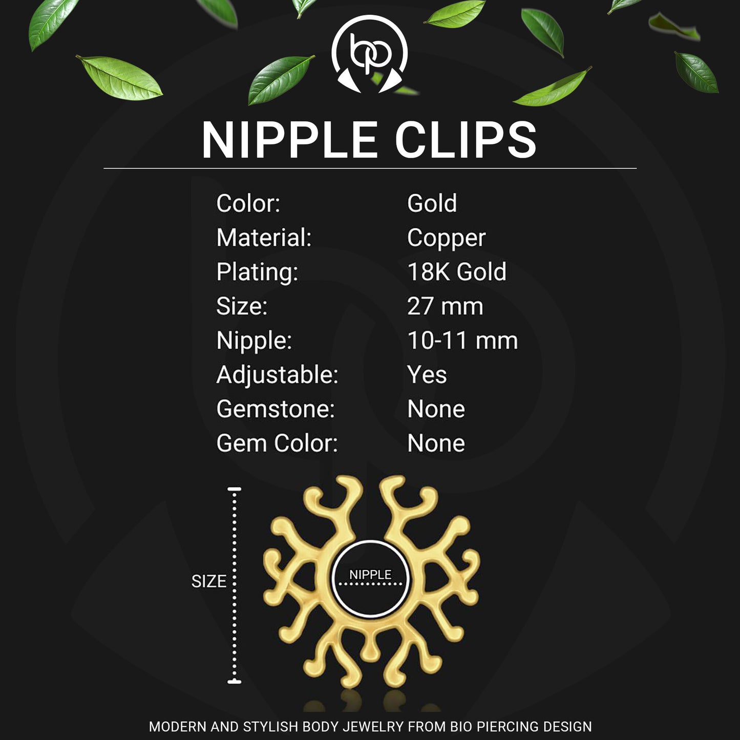 Gold Plated Nipple Clips in Modern Style