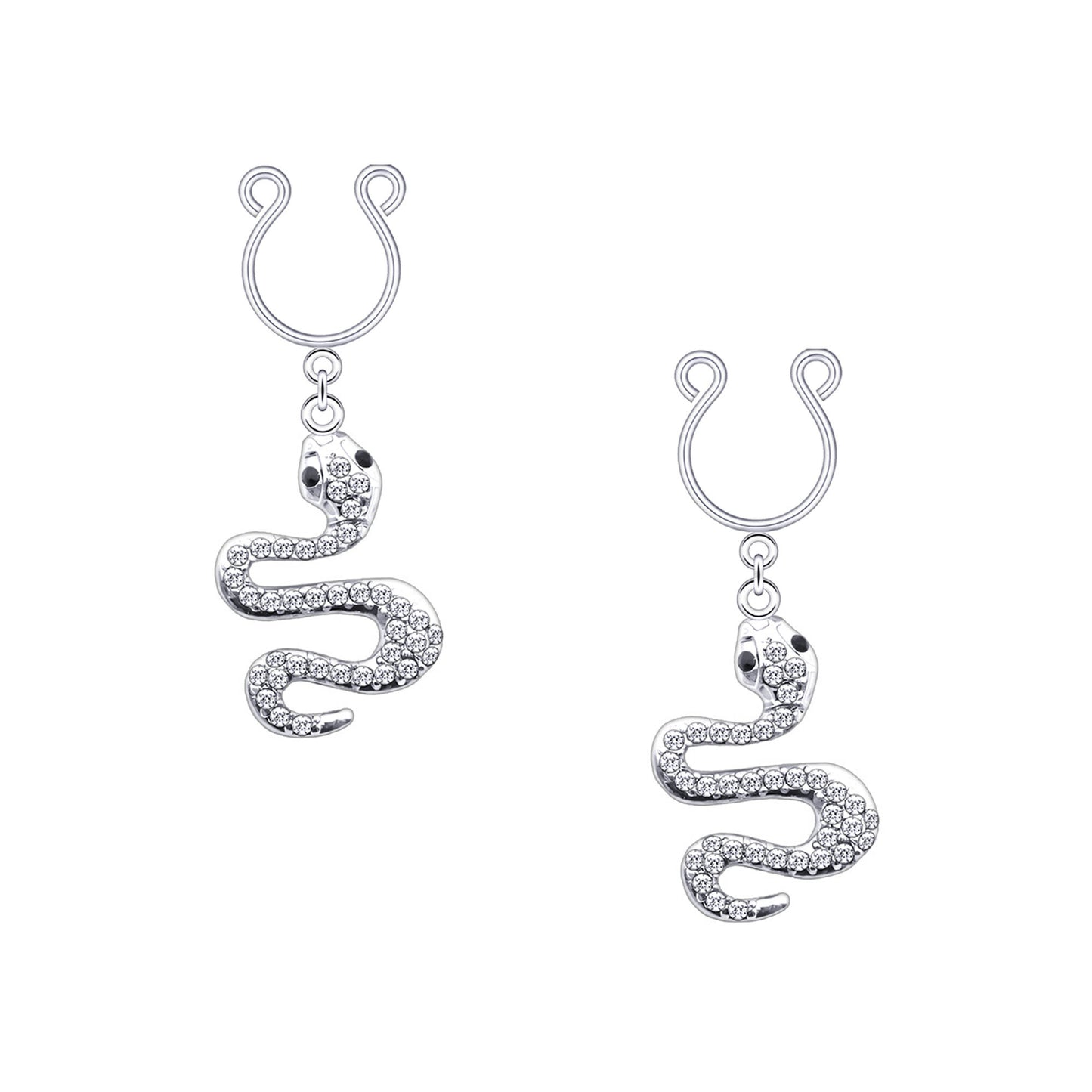 Silver Plated Nipple Clips with Crystal Snake