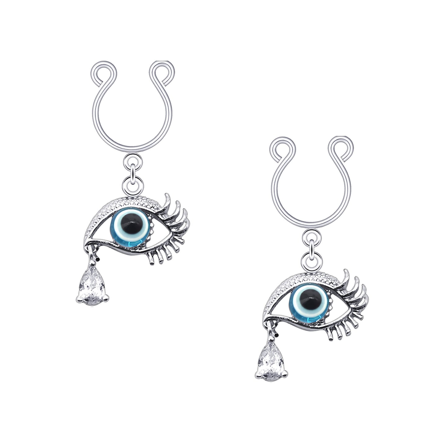 Silver Plated Nipple Clips with Eye and Tear