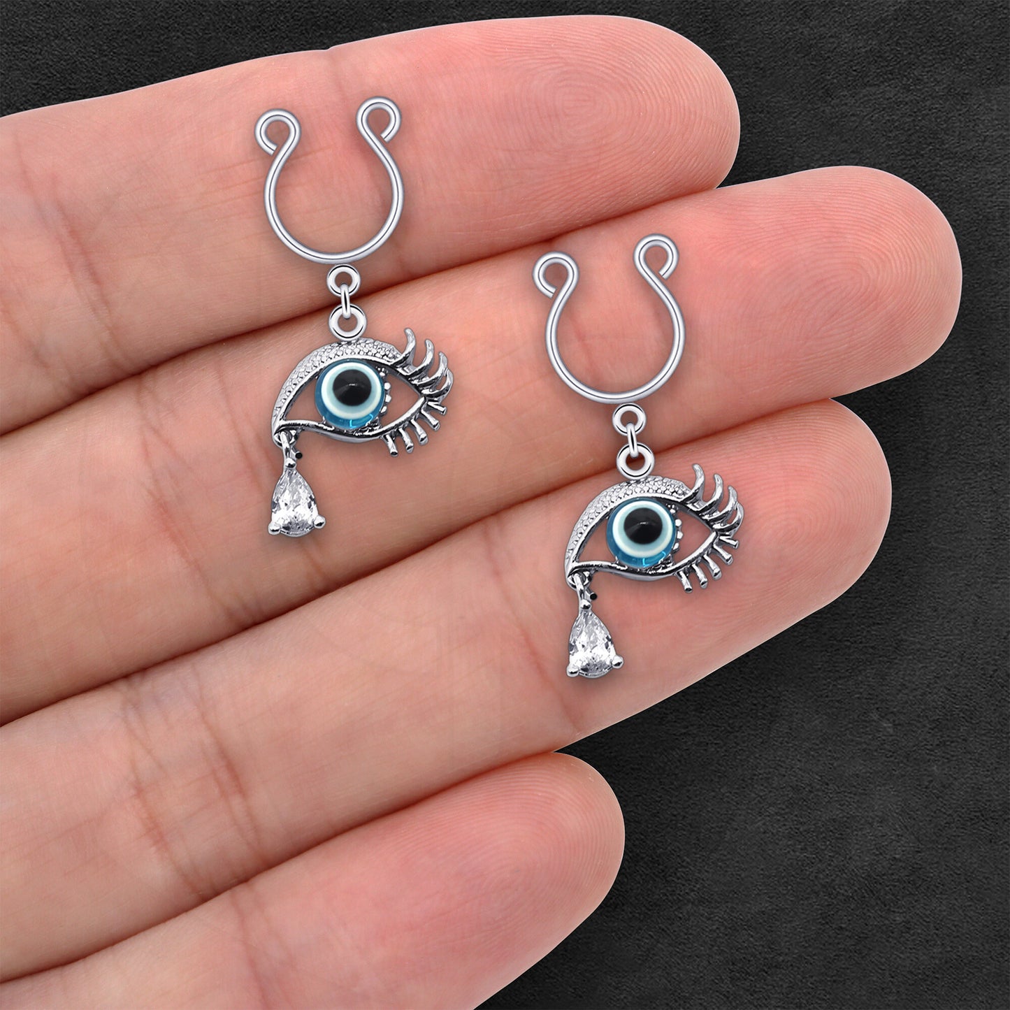 Silver Plated Nipple Clips with Eye and Tear