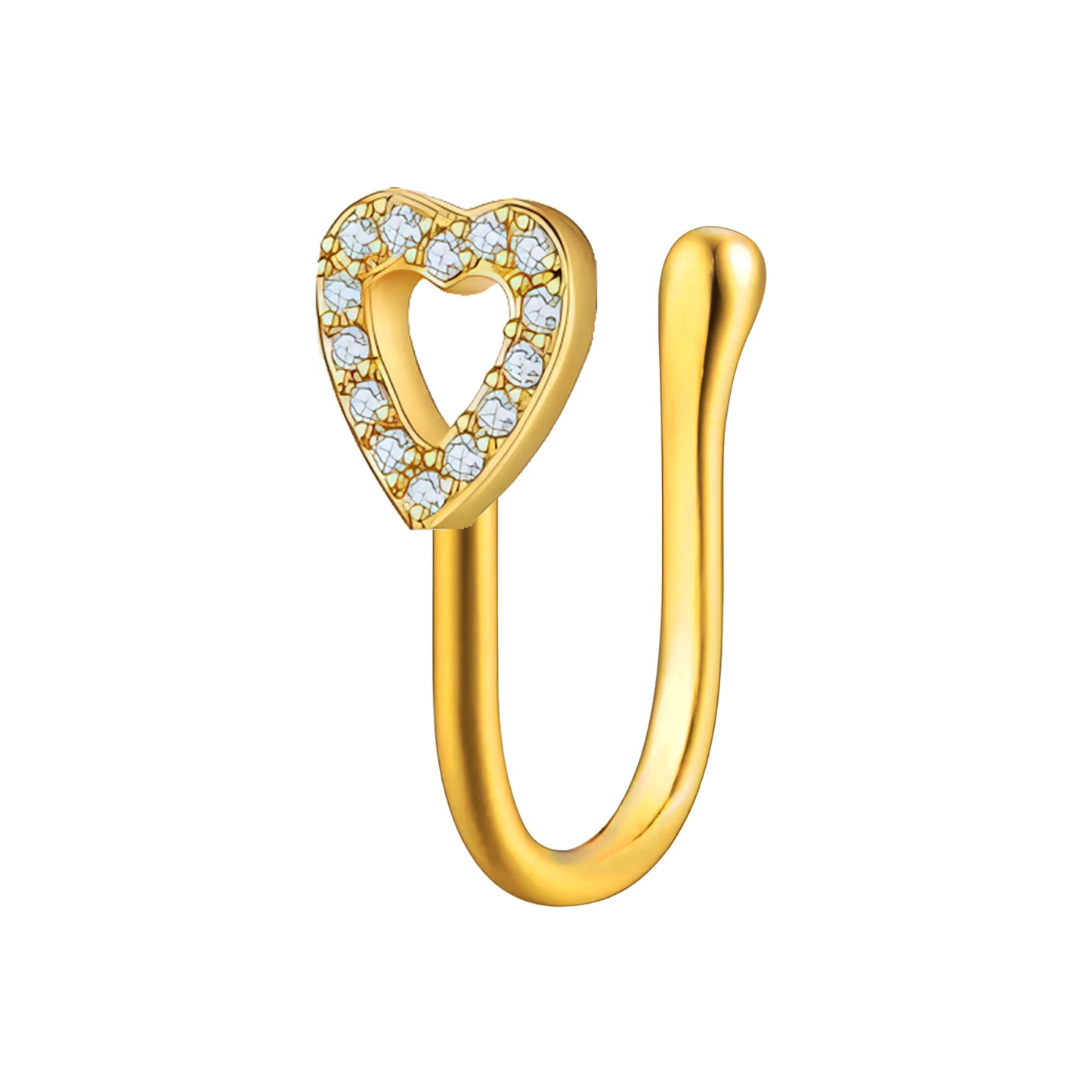 Gold Plated Nose Cuff with Heart