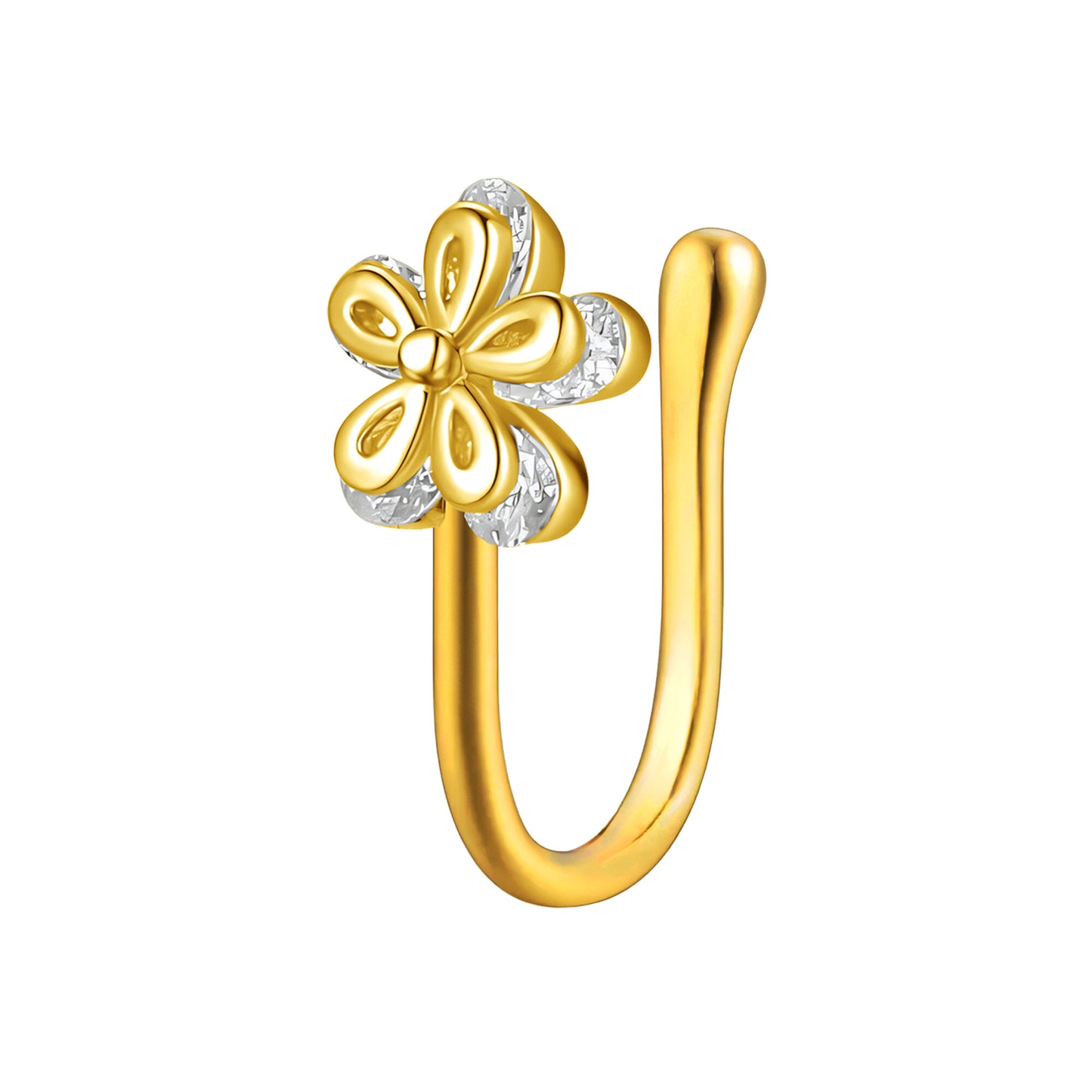 Gold Plated Nose Cuff with Flower