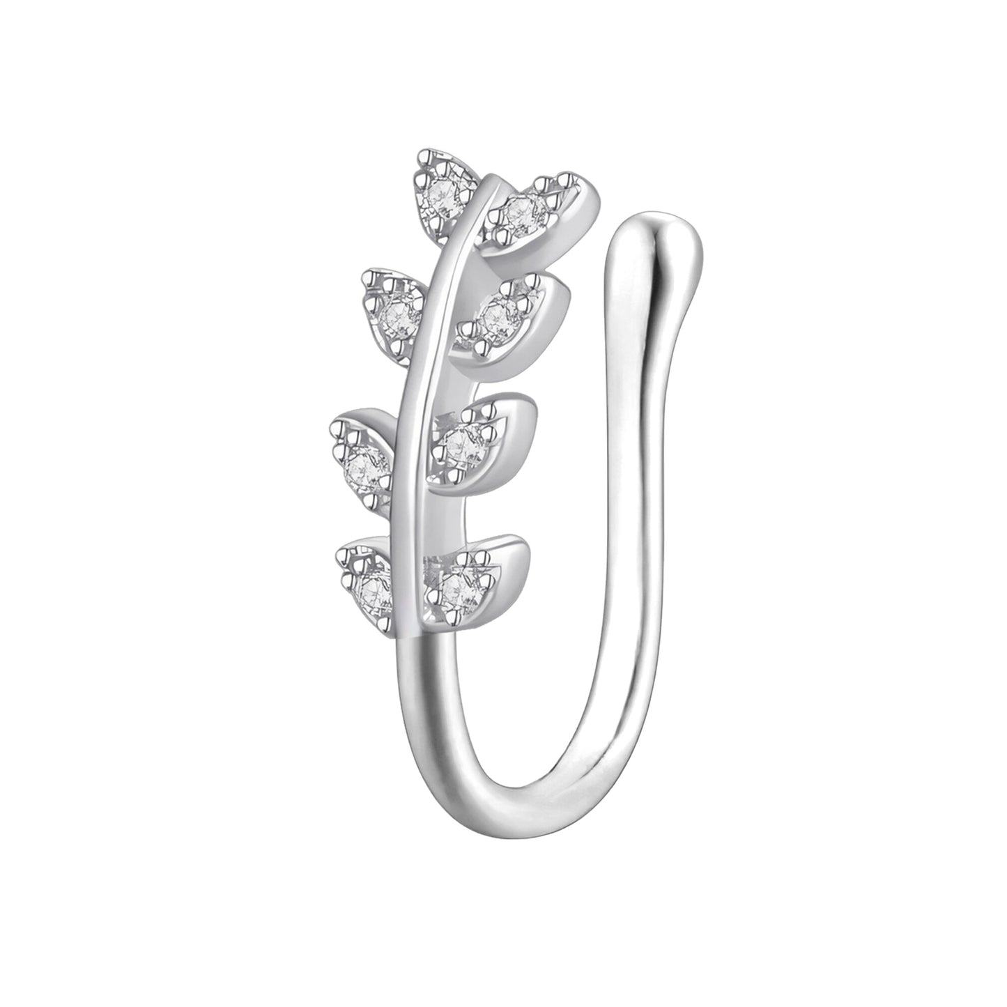 Silver Plated Nose Cuff with Leaves