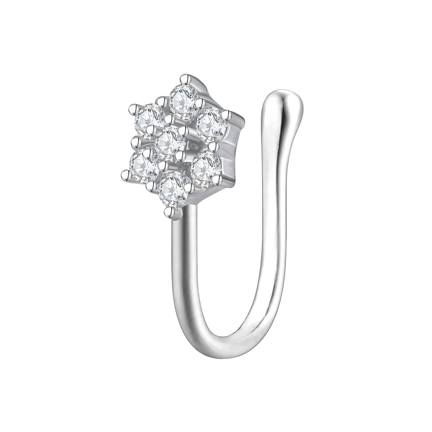 Silver Plated Nose Cuff with Flower