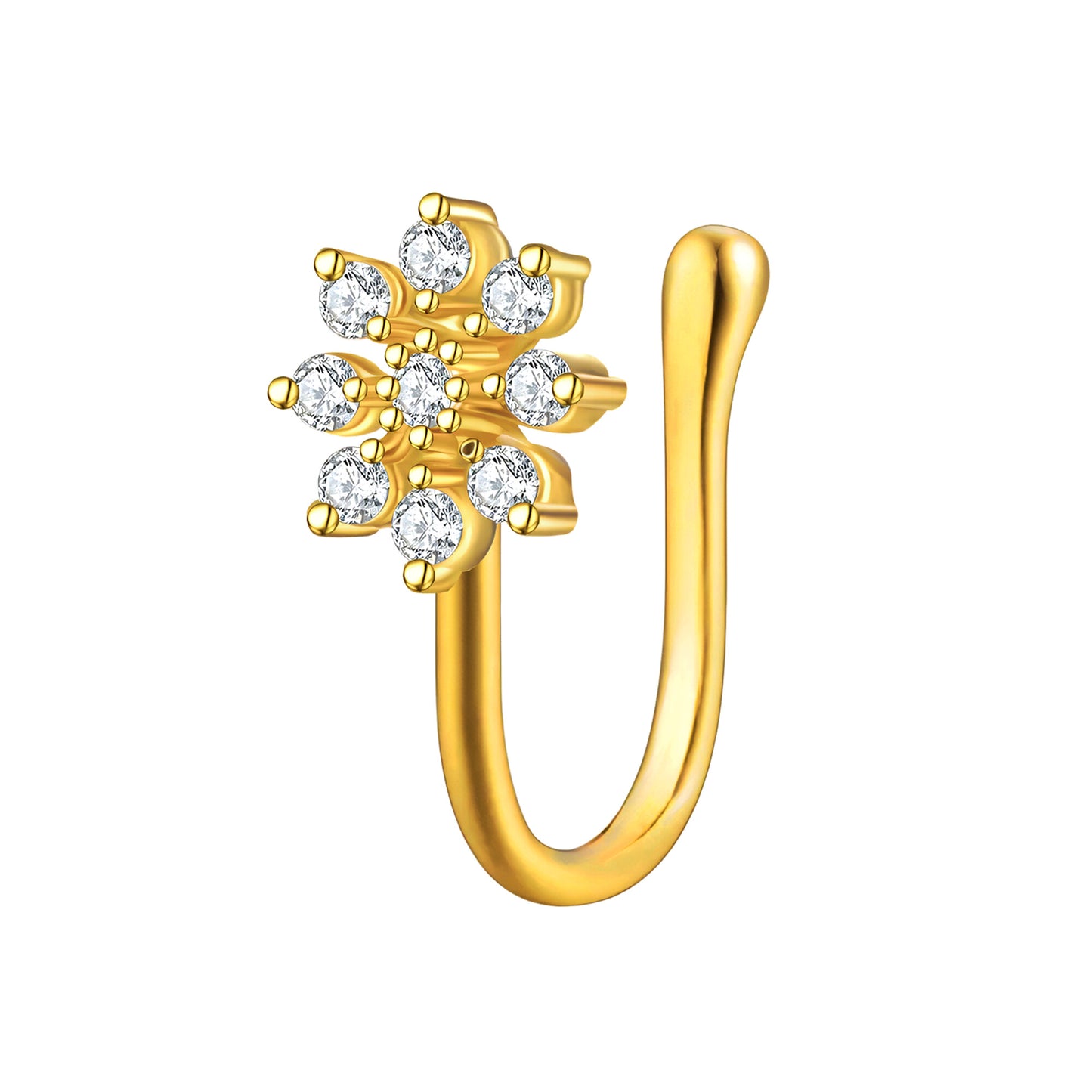 Gold Plated Nose Cuff with Flower