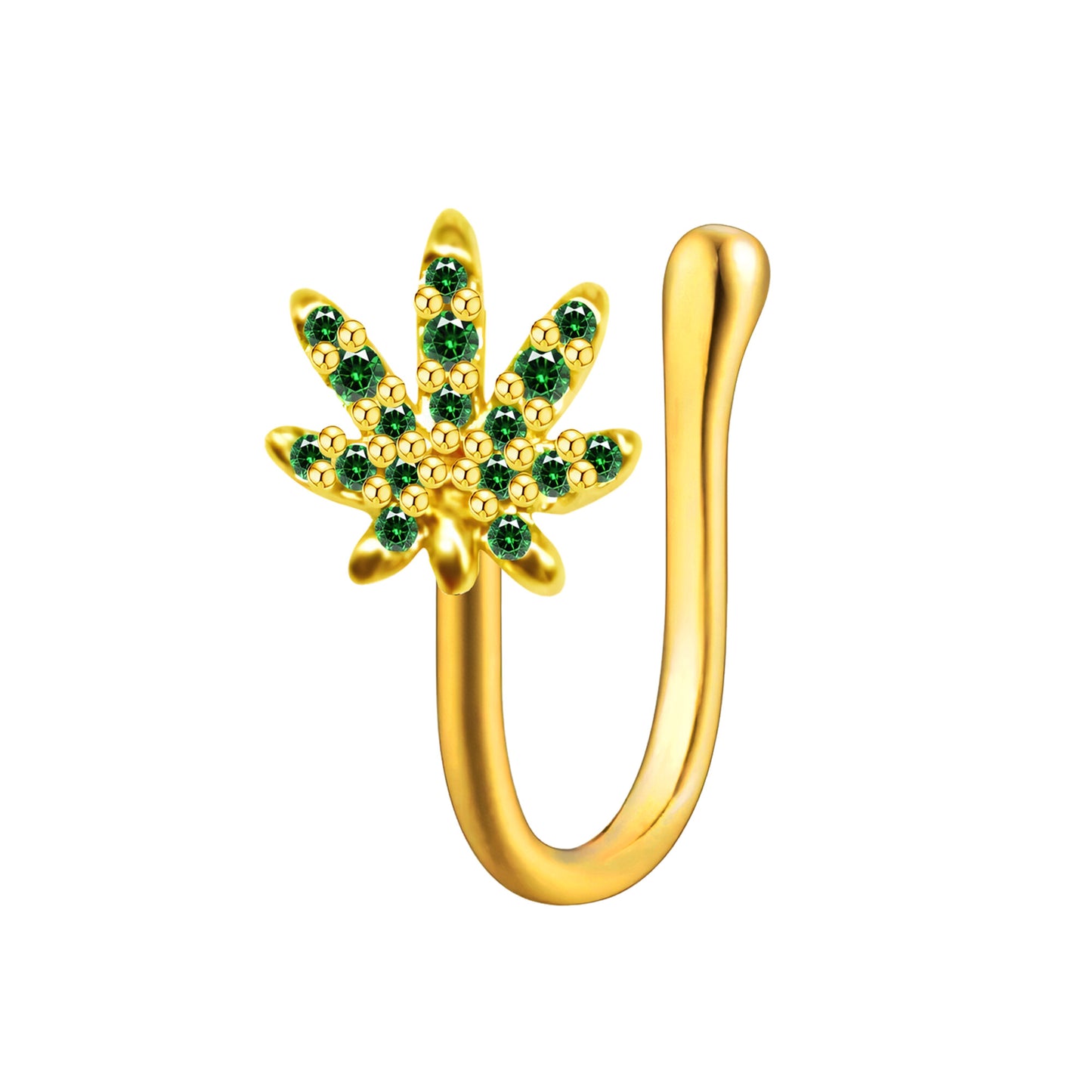Gold Plated Nose Cuff with Weed Leaf