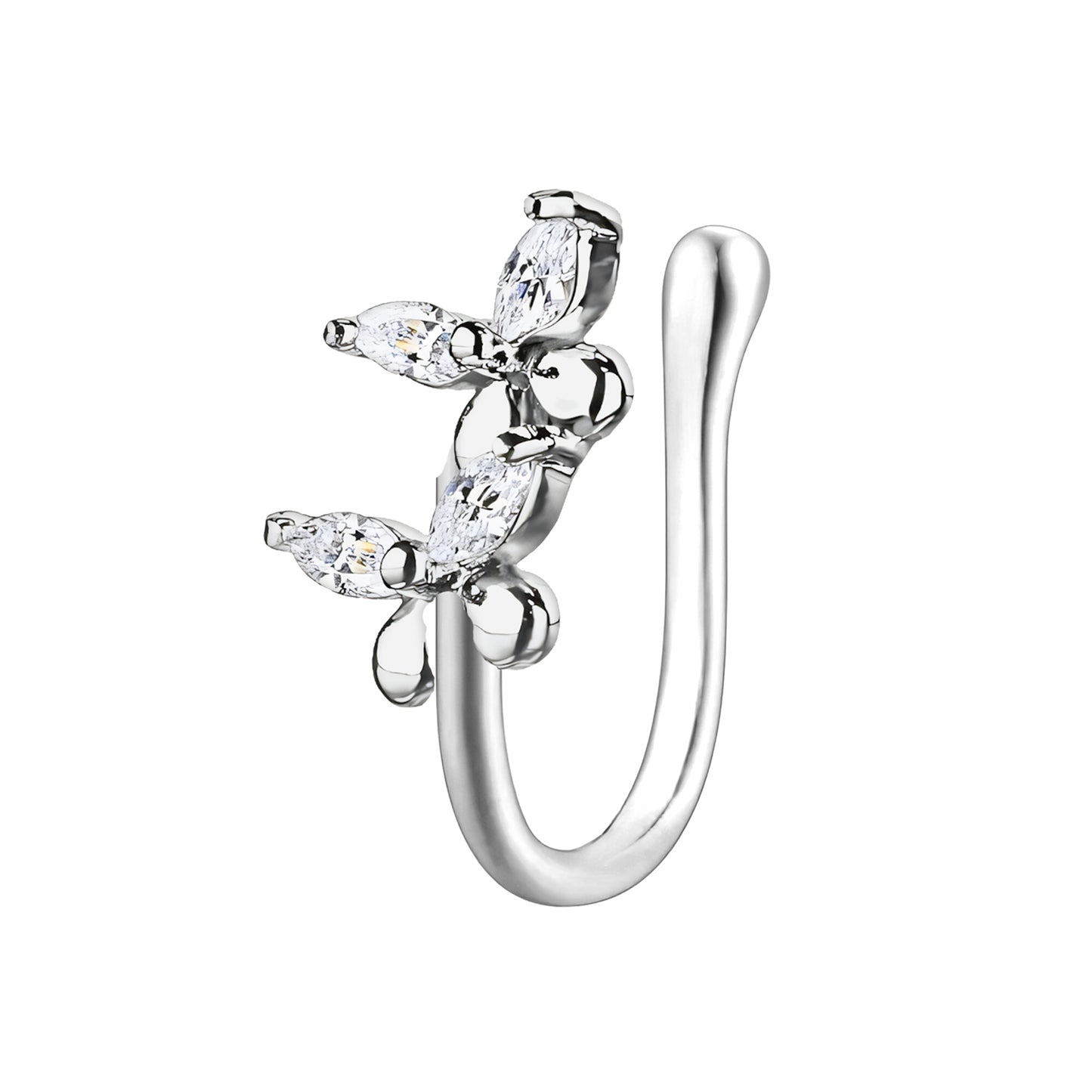 Silver Plated Nose Cuff with Butterflies