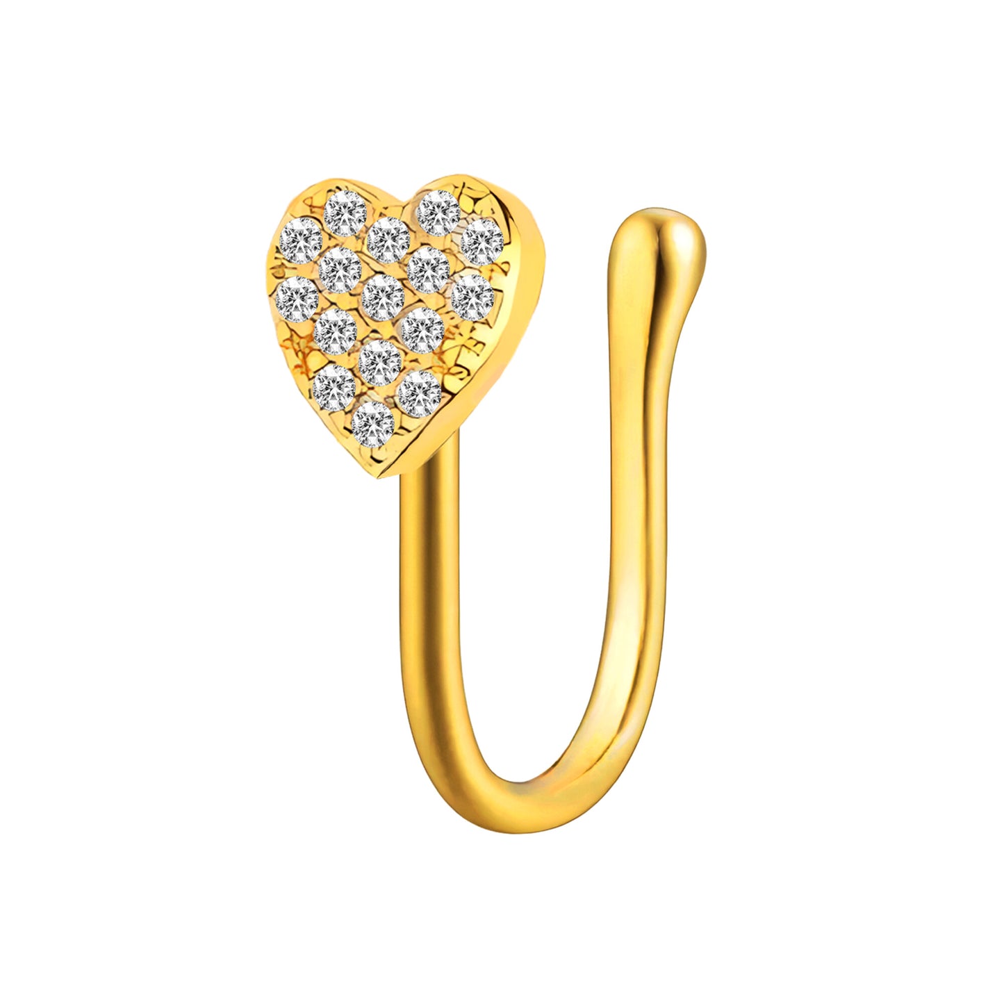 Gold Plated Nose Cuff with Heart