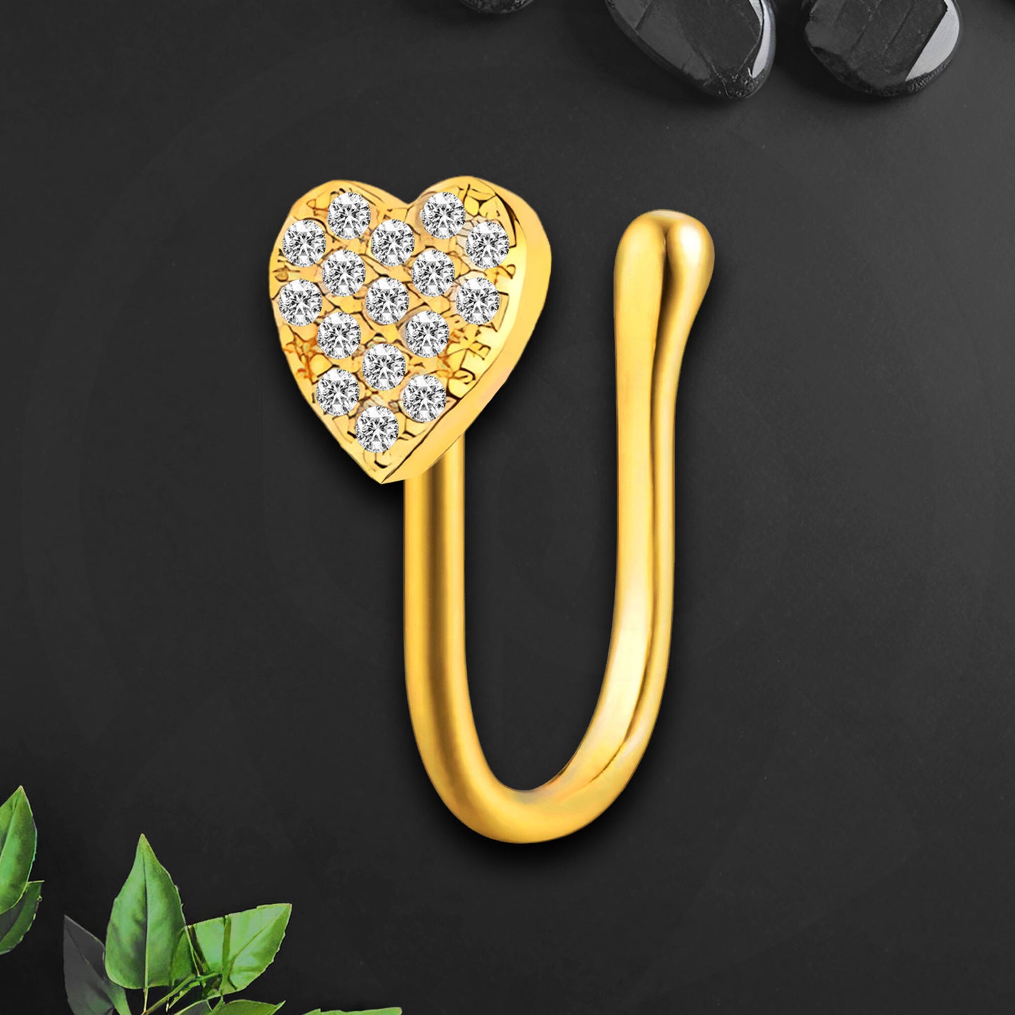 Gold Plated Nose Cuff with Heart