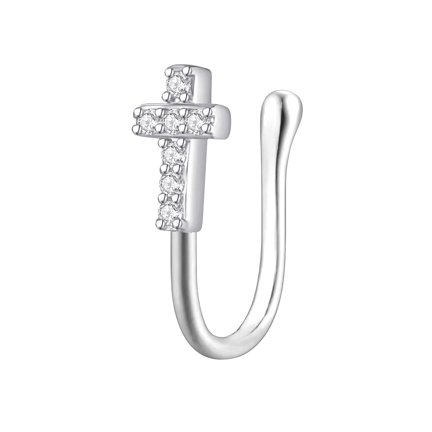 Silver Plated Nose Cuff with Cross