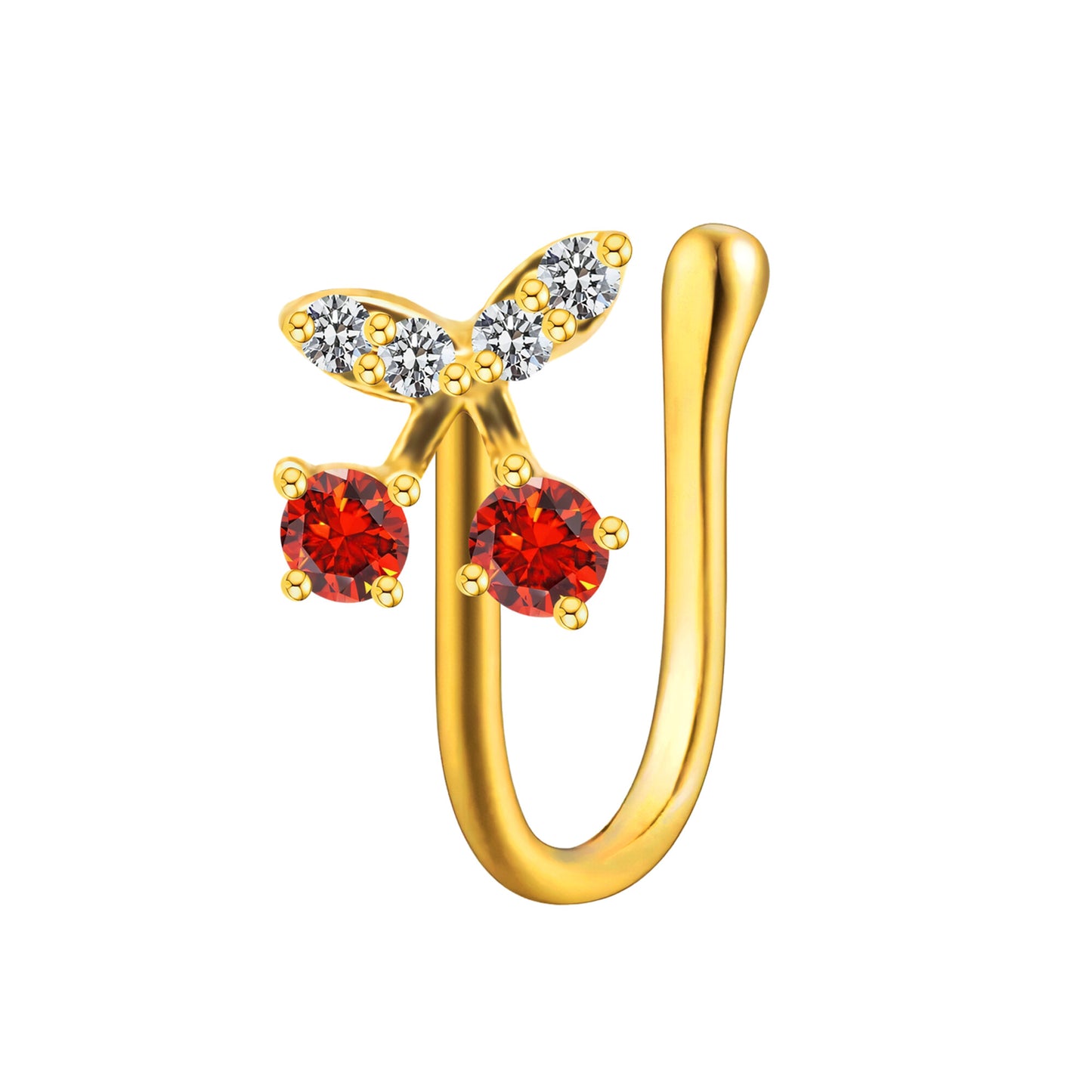 Gold Plated Nose Cuff with Cherries
