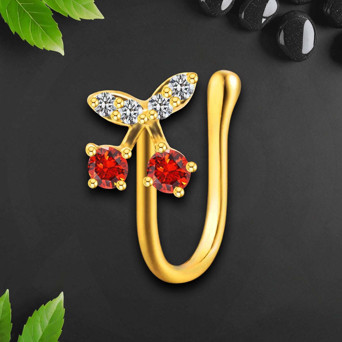 Gold Plated Nose Cuff with Cherries