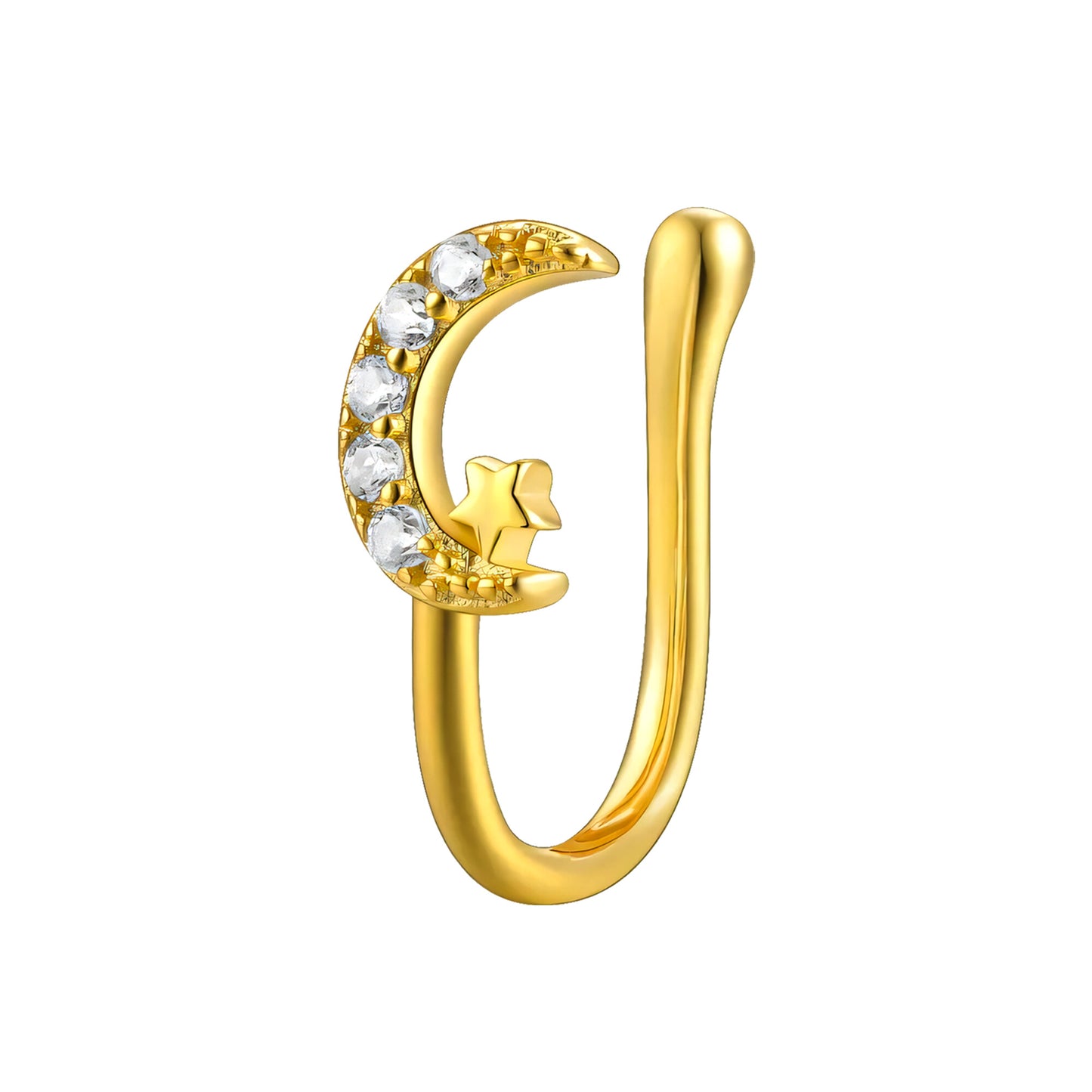 Sterling Silver Nose Cuff with Moon