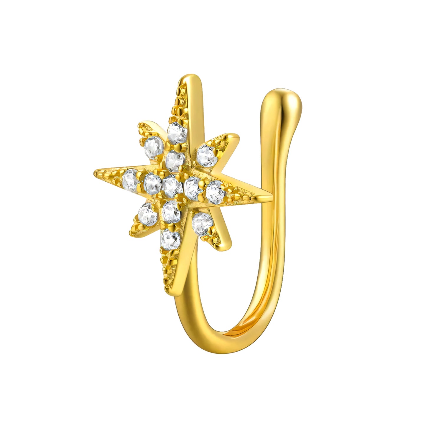 Sterling Silver Nose Cuff with Star
